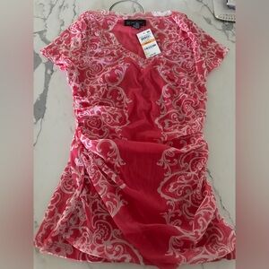 INC international concepts floral spring romance pink top NWT size small